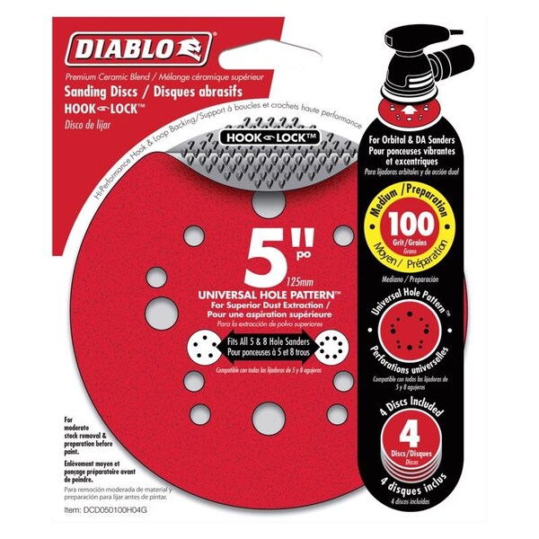 Diablo 5 in Dia, 12 Hole, Ceramic Blend, 100 Grit DCD050100H04G - main
